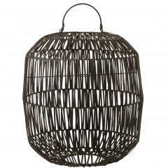 HANGING LAMP RATTAN BLACK ROUND 49 